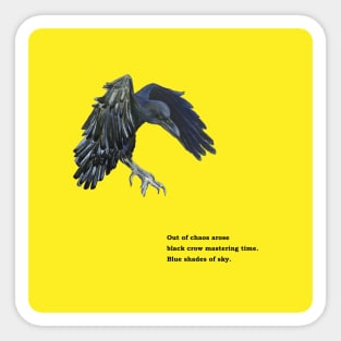 Black Crow & Haiku Illustration Sticker